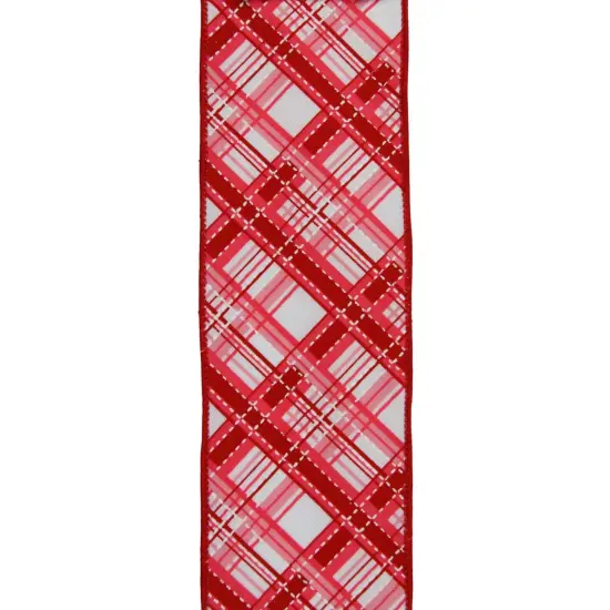 2.5" Diagonal Dash Plaid: Pink/Red (10 Yard) {2}
