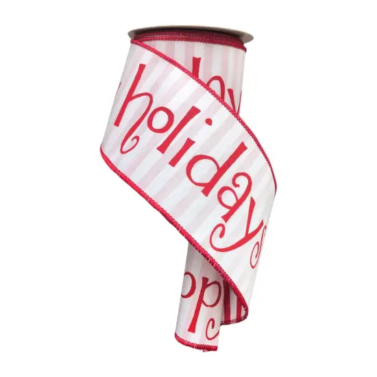4" Happy Holidays Ribbon: Red/White (10 Yards) {2}