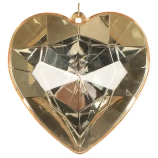 6" Acrylic Heart Jewel Ornament: Gold {1}