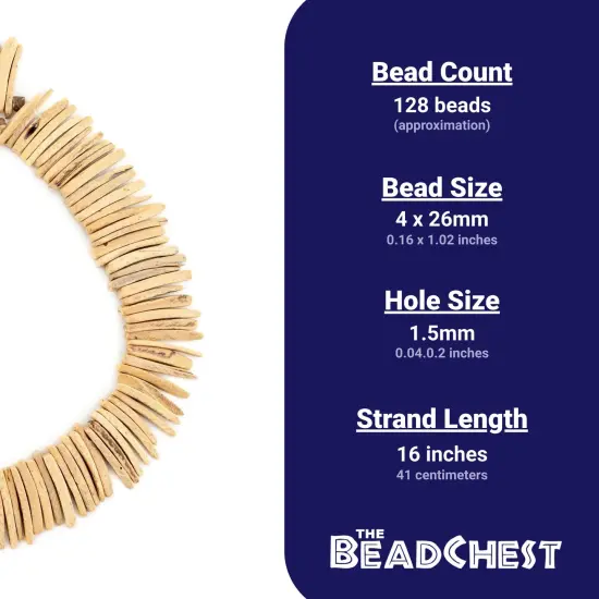 The Bead Chest Cream Natural Coconut Stick Beads (4x26mm) {4}