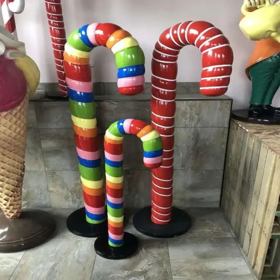 Small Rainbow Cushion Candy Cane Statue {3}