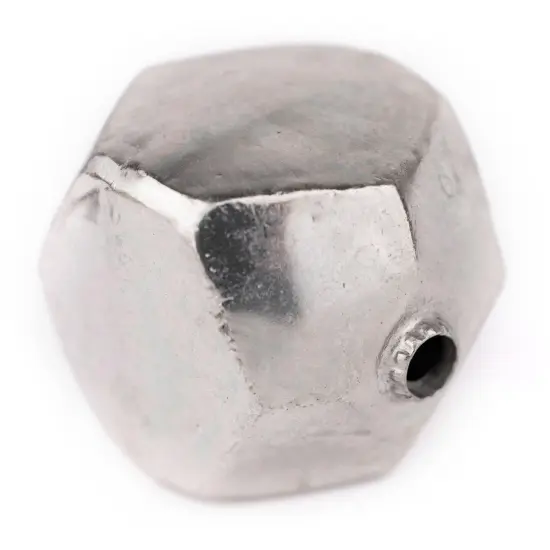 The Bead Chest Hollow Cornerless Cube Bead: Large Silver 35mm Centerpiece Pendant Bead {1}