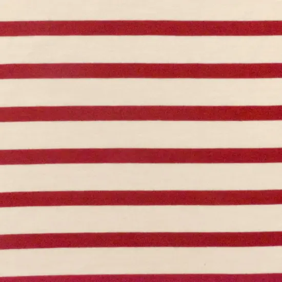 Red-Ivory Stripe Stretch Spandex Rayon Modal Jersey Knit Fabric By the Yard {4}