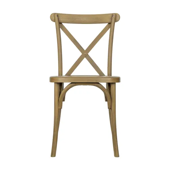 Emma and Oliver Hensler Weather-Resistant Wood Look Stackable Resin Cross Back Chair for Indoor/Outdoor Use Chestnut {6}