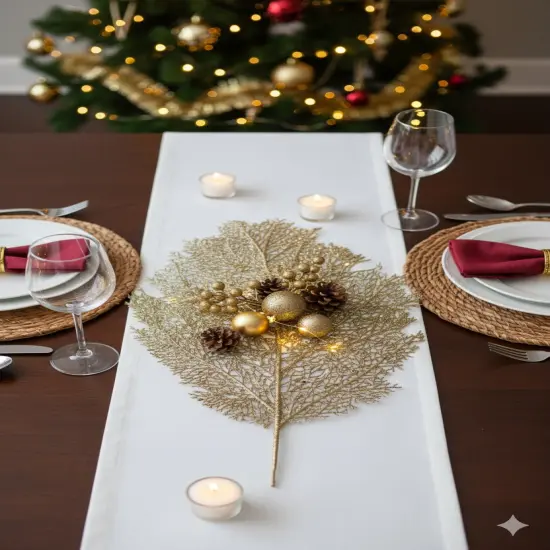 25-Inch Gold Glitter Mesh Leaf, 12 Pieces Christmas Accent, Perfect for Trees, Wreaths, Garland Displays {5}