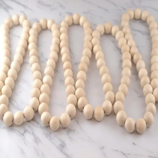 The Bead Chest Wood Garland Beads Decorative Ornament 128 Inches 20mm White Round Large Hole 128 Inch Strand {4}