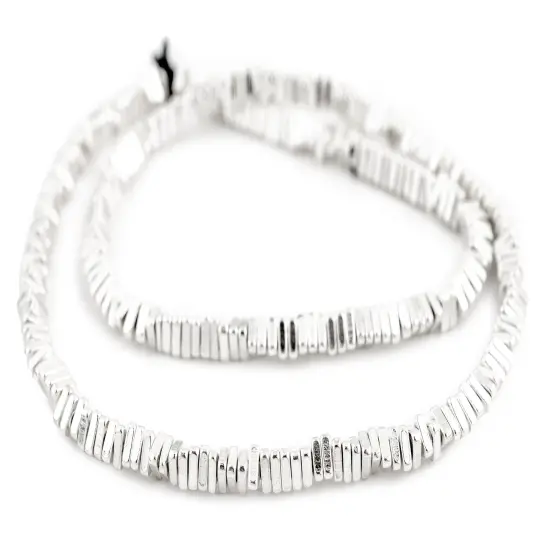 The Bead Chest Faceted Shiny Silver Triangle Heishi Beads (4mm, 16 Inch Strand) {3}