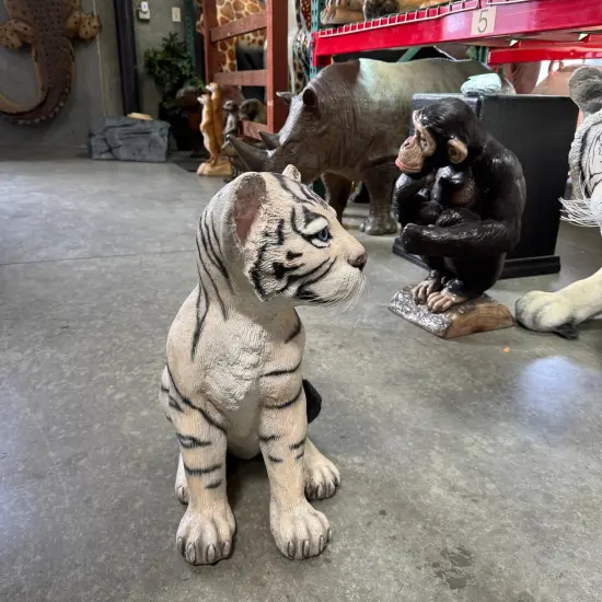 Sitting Siberian Tiger Cub Life Size Statue {5}