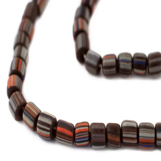 The Bead Chest Java Gooseberry Beads - Full Strand of Striped Glass Beads (Maroon Brown, 4mm) {1}
