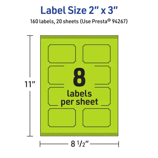 Avery Bright Green Paper Labels, 2" x 3" Rectangle Scalloped {5}