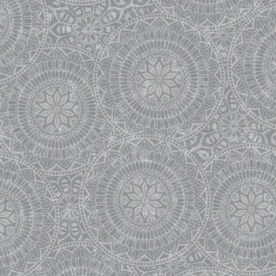 Grey Vespa Tossed Mandalas Cotton Wideback Fabric Per Yard {1}
