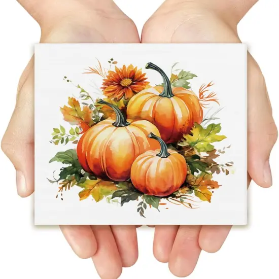 Fall Decor Farmhouse Pumpkins Wooden Box Sign Tabletop Decor 5 x 5 Inches {5}