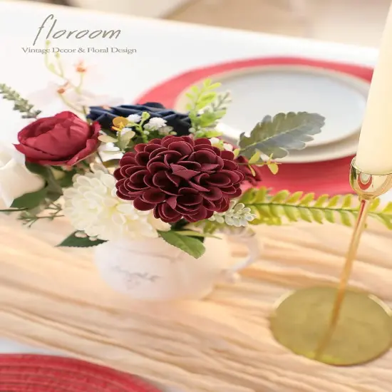 25pcs Real Looking Burgundy Foam Fake Roses Bouquets {5}