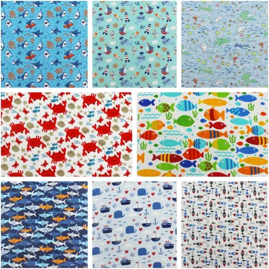 8Pcs Ocean Quilting Cotton Fabric Quarters - 18x22 Inches {2}