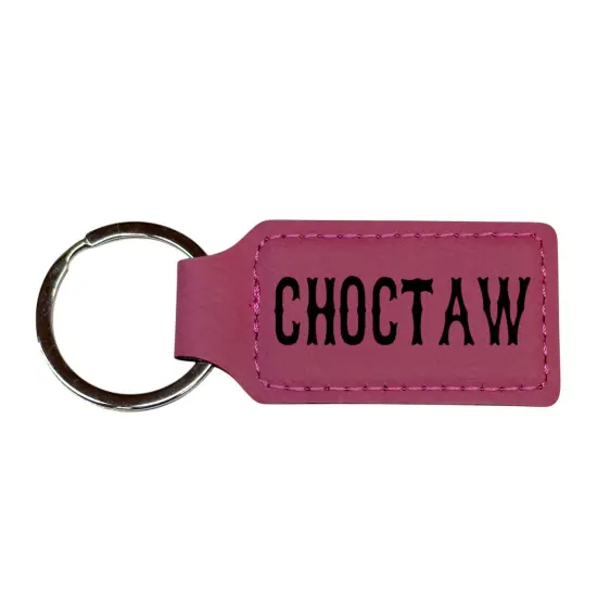 Keychain - Rectangle - Choctaw - Leather Pink/Black {1}