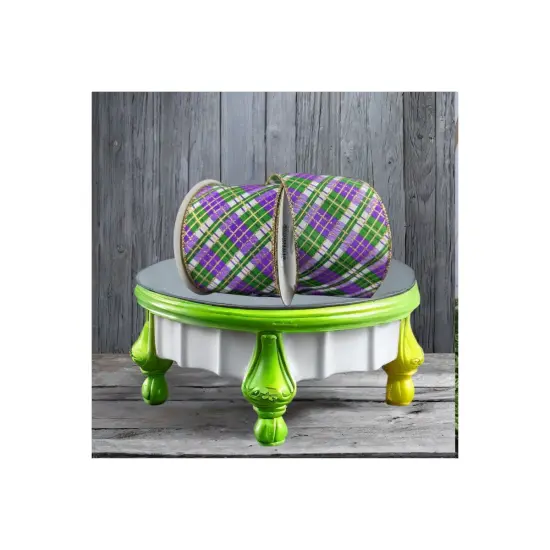 2.5" Mardi Gras Plaid Ribbon: Purple, Gold, Green (10 Yards) {3}