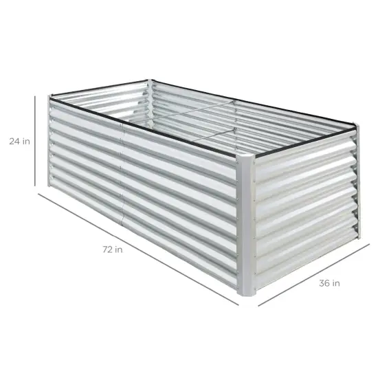 Best Choice Products 6x3x2ft Outdoor Metal Raised Garden Bed, Planter Box for Vegetables, Flowers, Herbs Galvanized {2}