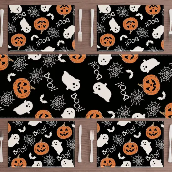 Boo Spooky Ghost Pumpkin Halloween Placemats Set of 4(Colored) {6}