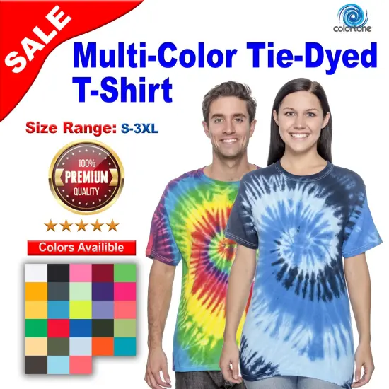 Colortone&reg; Multi-Color Tie-Dyed Crewneck Short Sleeve T-Shirt Flashback {2}