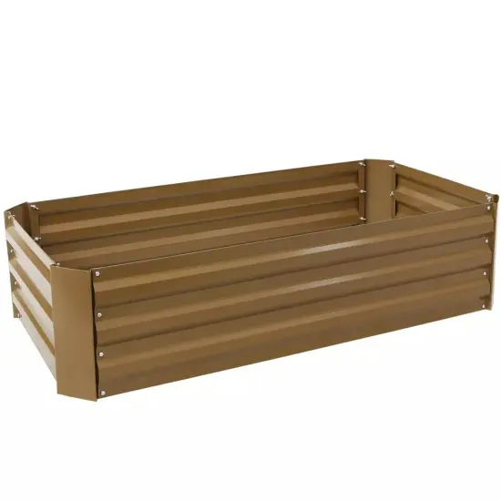 Galvanized Steel Rectangle Raised Garden Bed - 48 in - Brown {4}