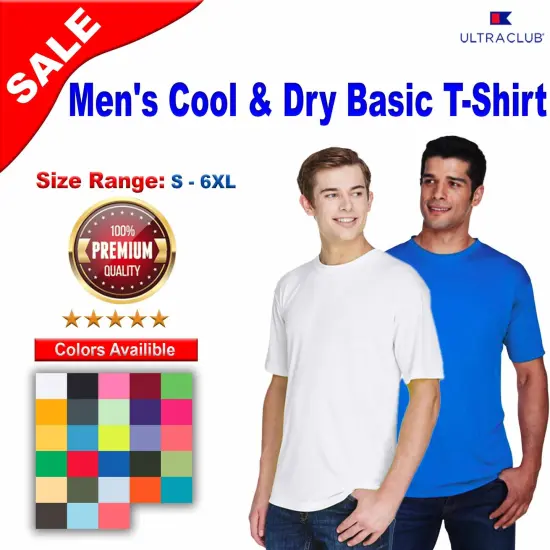 UltraClub&reg; Men's Cool & Dry Basic Performance T-Shirt Columbia Blue {2}