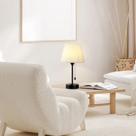 Modern Desk Lamps with Fabric Lampshade Nightstand Lamps {5}