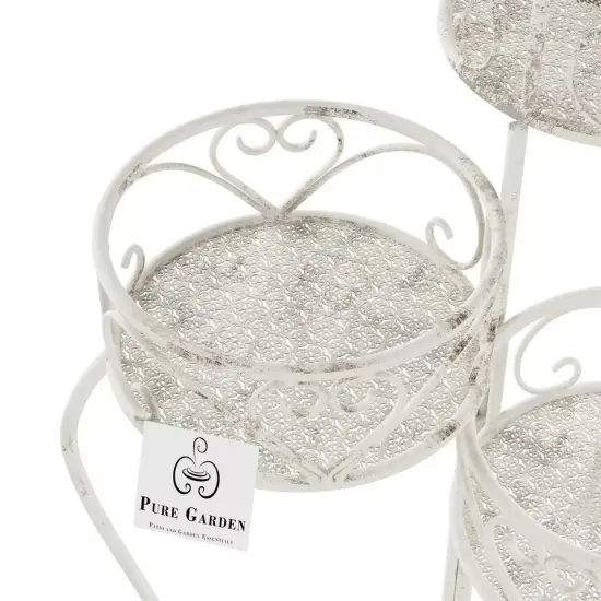 Plant Stand Indoor Outdoor Iron Metal Folding Garden Patio Display 3 Shelves {4}