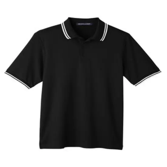 Devon & Jones&reg; Men's Plaited Tipped Polo Black/ White {1}