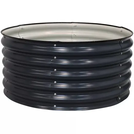 Galvalume Steel Round Raised Garden Bed - Dark Gray - 36 in {3}