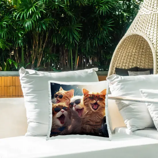 Happy Meowing Cats Design by Jim Baldwin Outdoor Printed Pillow  {2}