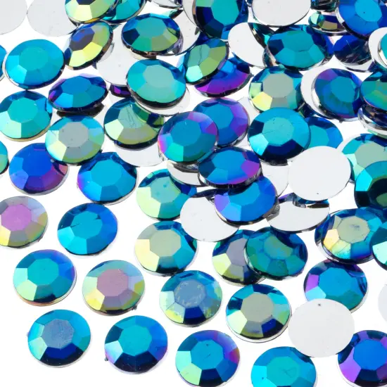 John Bead 12mm (SS50) Round Acrylic Flat Back Rhinestones, 400pcs Royal Blue AB {1}