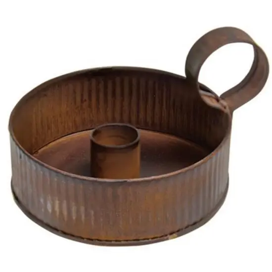 Small Ribbed Taper Holder Rusty {1}