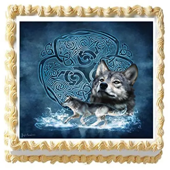 Celtic Wolf Edible Icing Image Cake Topper (1/4 Sheet) {1}