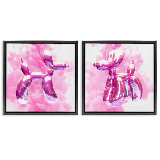 Stupell Industries Sparkle Balloon Dogs 2 pc Framed Floater Canvas Wall Art Set Design by Ziwei Li {1}