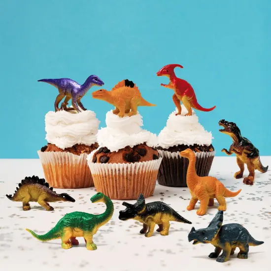 Wrapables Mini Plastic Dinosaur Figurines, Miniature Dino Figures for Cake Toppers, Birthday Party Favors, Stocking Stuffers, Easter Egg Fillers (Set of 24), Multi-color {4}