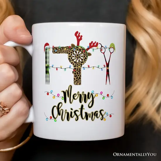 Hairdresser Buffalo Plaid Christmas Mug {2}