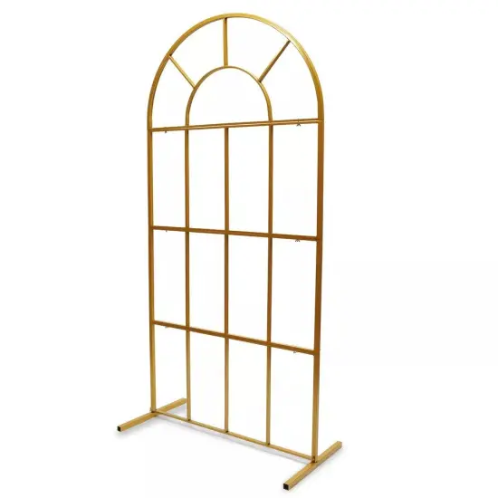 Metal Wedding Arch Frame 39x79" Round Top Golden Display Backdrop Balloon Stand {1}