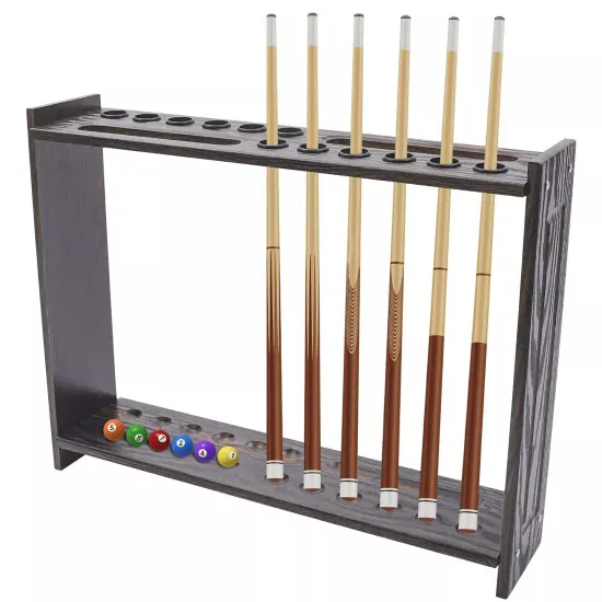 Billiards Pool Cue Rack - Billiard Stick Holder Holds 6 Cues for Game Room {1}