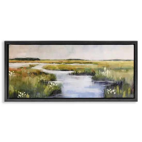 Stupell Industries River Through Marshlands Framed Floater Canvas Wall Art Design by Nina Blue {1}