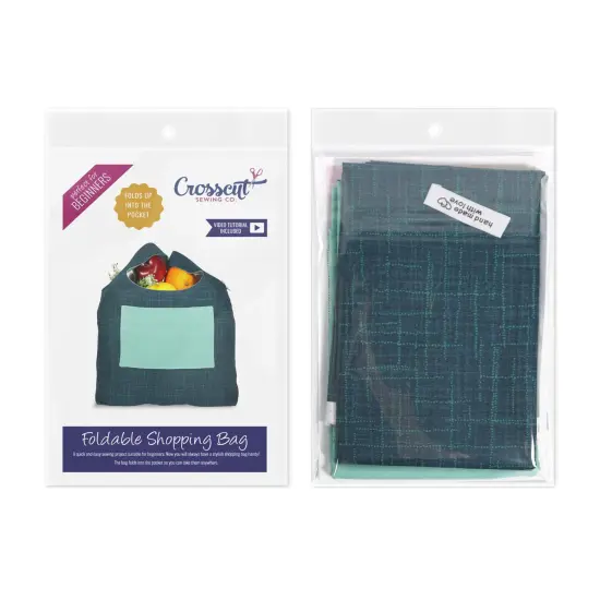 Crosscut Sewing Co.&reg; Foldable Shopping Bag Sewing Kit - Beginner Sewing Project Kit Navy grasscloth {2}