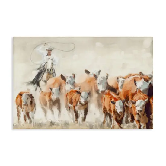 Stupell Industries Cowboy Cattle Roundup Canvas Wall Art Design by Nina Blue {1}