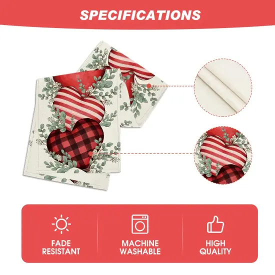 Artoid Mode Eucalyptus Hearts Valentine's Day Table Runner, Holiday Kitchen Dining Table Decoration for Home Party Indoor 13x72 Inch {4}