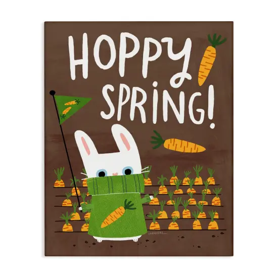 Stupell Industries Happy Spring Bunny & Carrots Canvas Wall Art Design by Leeza Hernandez {1}