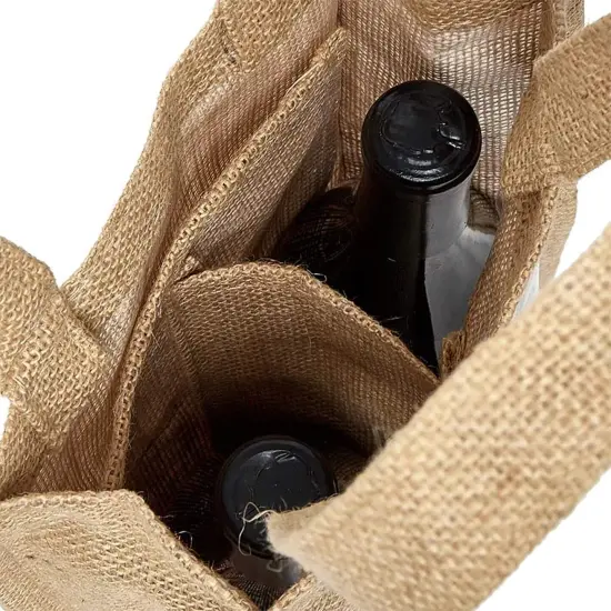 Jute Wine Bag with Window 7.5" x 3.5" x 13.75" Stylish and Durable {5}