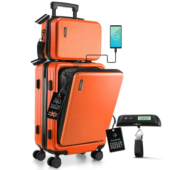 TravelArim 20 Inch Carry On Luggage with Luggage Scale Orange {1}