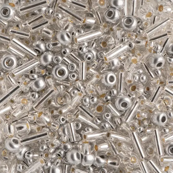John Bead 6/0 Mixed Czech Glass Seed Beads, 100g Silver Mine {1}