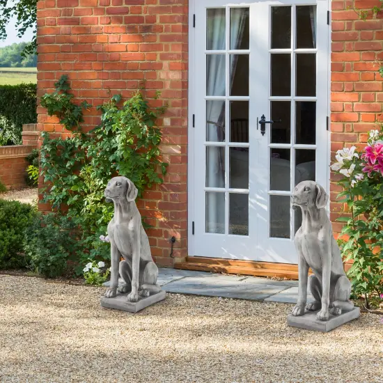 Set of 2 28.25"H MGO Sitting Labrador Retriever Dog Statue {8}