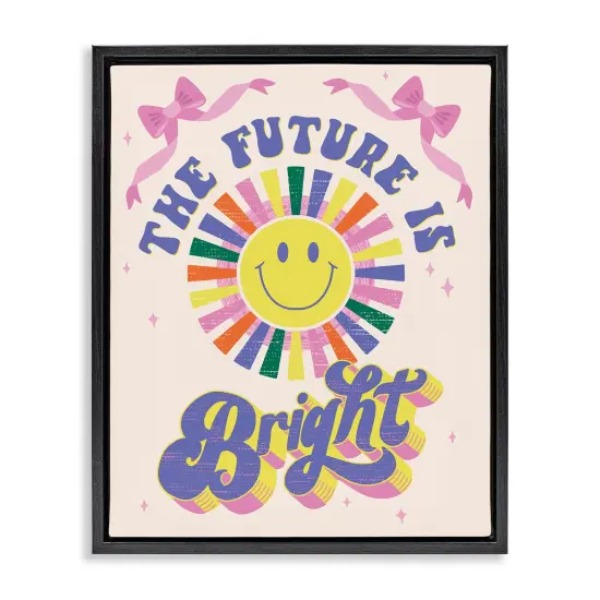 Stupell Industries Groovy Future Is Bright Framed Floater Canvas Wall Art Design by Muffin Grayson {1}