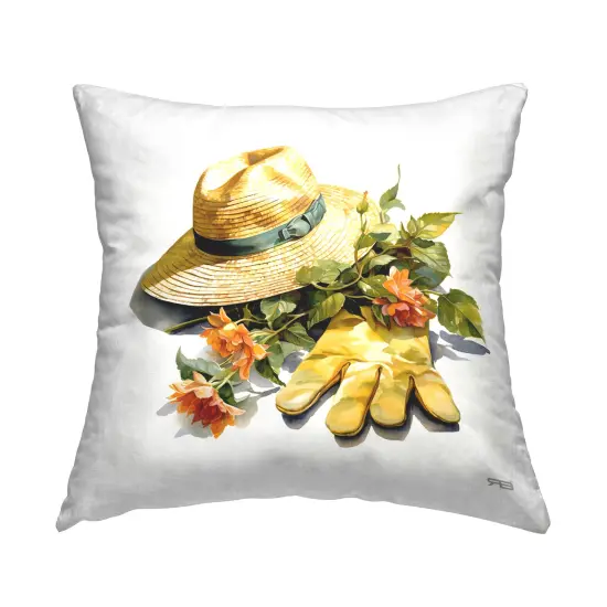 Floral Gardening Gear Design by RB Throw Pillow  {1}