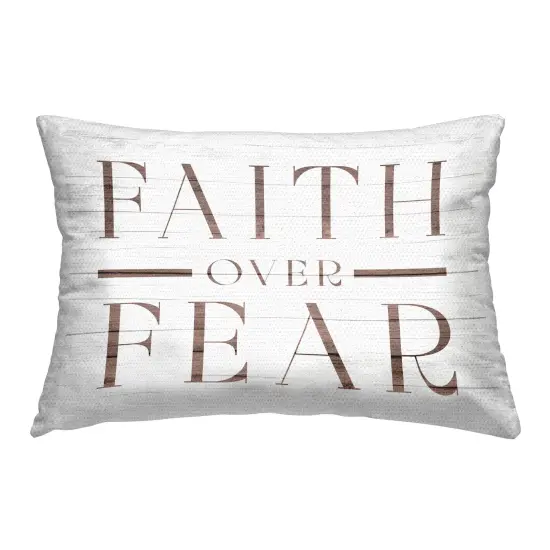 Faith Over Fear Rustic Design by Lil' Rue Outdoor Printed Pillow  {1}